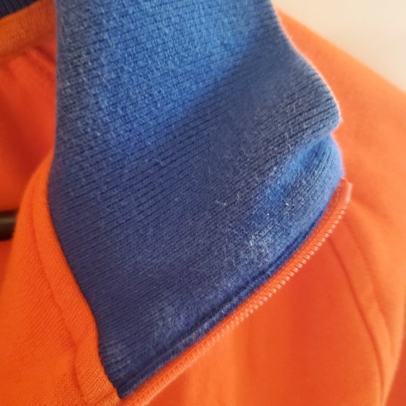 Lacoste Quarter-Zip Up with Vintage Collar Look Orange and Blue Size XL - Picture 7 of 15